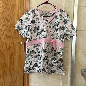 Pink white and black breast cancer scrub